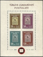 Turcja 1963 Znaczki Blok 10 ** filatelistyka wystawa 100 lat znaczków