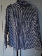 eterna excellent 42 koszula niebieska biała paseczki długi rękaw kołnierzyk