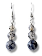 AW47 Kolczyki kamienie AGAT WĘŻOWY