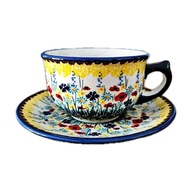 FILIŻANKA ZE SPODKIEM 330 ML CERAMIKA BOLESŁAWIEC WK 77 UNIKAT