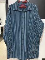 X Koszula Easy Care pionowe kolorowe pasy kieszeń duża 3XL