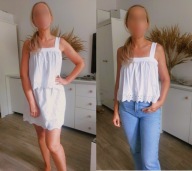 Komplet bluzka top biały bawełniany i spódniczka H&M r. S 36