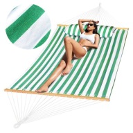 DUŻY HAMAK OGRODOWY DWUOSOBOWY HUŚTAWKA Z DRĄŻKIEM BOHO 150x200 Z PODUSZKĄ