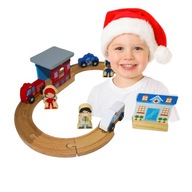 Klocki drewniane tor samochodowy 21 elementów – policja, straż, karetka