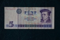 Banknot Niemcy DDR 5 marek 1975 rok !!!
