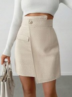 25106 SPÓDNICA BEŻOWA ASYMETRYCZNA SHEIN ŻAKARDOWY WZÓR STRUKTURA 38/40