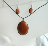 Piękny piasek pustyni, wisior i kolczyki, komplet biżuterii