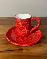 Zestaw śniadaniowy - kubek z talerzykiem, ofiarowane przez Kaję Oursin