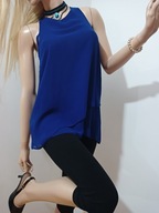 NEW LOOK kobaltowa szyfonowa bluzka halter S