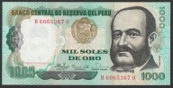 Peru 1000 soles de oro 1981 - Miguel Grau - stan bankowy UNC