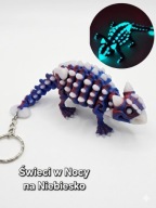 Breloczek Ankylozaur 13cm - Świecący w Nocy na Niebiesko Druk3d Brelok