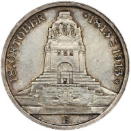 3 marki, 1913 E, Niemcy, Saksonia, Fryderyk August III, Lipsk, Srebro