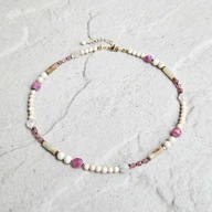 Naszyjnik N°18 | Kamień rzeczny, turmalin, amazonit