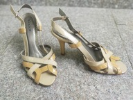 KAZAR nr 37 włoskie sandały na szpilce skóra