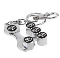 Nakrętki metalowe na wentyle czapki 4x plus breloczek brelok TOYOTA