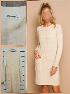 Kremowa jesienna sukienka dzianinowa ze splotem roz.M/L