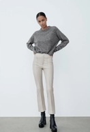 Zara spodnie imitacja skóry nogawka flare beż nude XS 34 okazja