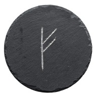 Okrągła Podkładka z Kamienia Łupkowego | Runa Fehu | Grawer | 10 cm