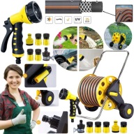 WĄŻ OGRODOWY 50m WÓZEK ZWIJACZ PISTOLET ZRASZACZ + GRATIS ZESTAW ZŁĄCZEK