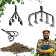 KULTYWATOR RĘCZNY OGRODOWY SPULCHNIACZ GLEBY ZIEMI TRAWY PAZURKI METAL 33CM