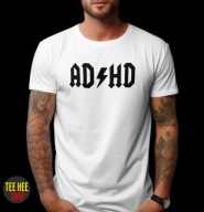 KOSZULKA MĘSKA ADHD ŚMIESZNA ROCKOWA BIAŁA XL