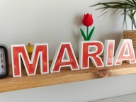 MARIA - napis, IMIE 3D, litery z żywicą perłową, prezent, dekoracja