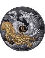 10 $ 2024 LUNAR DRAGON 5 Oz Czarna moneta pozłacana