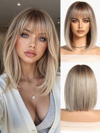 Peruka damska z grzywką naturalne fale ombre