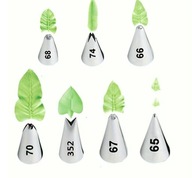 Tylki cukiernicze do zdobień, kremu, komplet 7 sztuk listki, liście