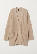 H & M kardigan sweter oversize długi kremowy beżowy gruby boho obszerny y2k