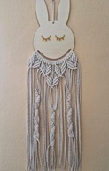 Makrama Królik 69 cm, Boho, Ecru ,Dekoracja do pokoju dziecka, Handmade