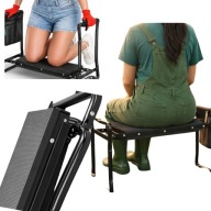 KRZESŁO OGRODOWE SKŁADANE METALOWE 3W1 KLĘCZNIK TABORET PRZYBORNIK 150KG