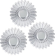 Lustro ścienne koło rama tworzywo sztuczne 25 x 25 cm ŚREBRNE ZESTAW 3 szt