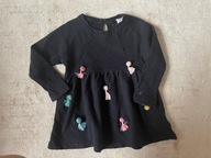 Sukienka zara chwosty czarna 80 9-12m modna boho