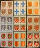 FRANCJA - HERBY ** - czysty - CZWOROBLOKI - stan - GABINET