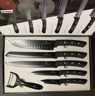 Komplet noży w pudełku Noże kuchenne+obieraczka czarne noże kuchenne 6 szt.