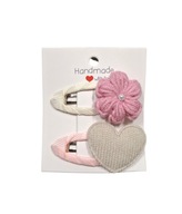 Spinki spineczki do włosów szydełkowy kwiatek serduszko 2 szt.