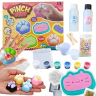 DUŻY ZESTAW DO ROBIENIA GNIOTKÓW KOCIA ŁAPKA SQUISHY ŻEL FARBY FORMY KOTKI