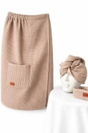 Zestaw Pareo Ręcznik do sauny+Turban+opaska|Tkanina wafelkowa|szybkoschnące