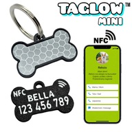 TAGLOW mini odblaskowa ADRESÓWKA dla psa z NFC cicha IDENTYFIKATOR biały