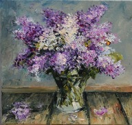 Bzy" obraz olejny na płótnie 30x30cm , oryginał Garncarek Al,,,