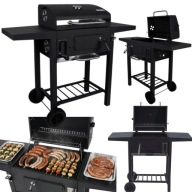 GRILL WĘGLOWY ŻELIWNY RUSZT OGRODOWY MAŁY PÓŁKI POPIELNIK BBQ TERMOMETR 108