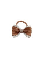 Mini gumka frotka gumeczka do włosów boho kokardka beż biel