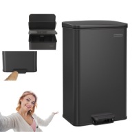 KOSZ NA ŚMIECI CZRNY 40L DUŻY Z POKRYWĄ POJEMNIK NA ODPADY ŚMIECI STALOWY