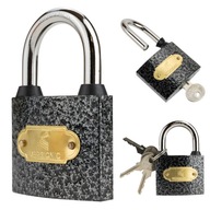 KŁÓDKA ŻELIWNA ANTYWŁAMANIOWA ZATRZASKOWA WODOODPORNA 48MM + 3 KLUCZYKI