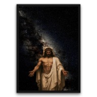 Plakat z ramą 30x40cm Chrystus w Gwiazdach religia sztuka niebo duchowy