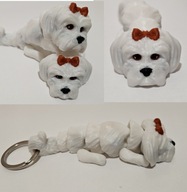 Brelok Pies Maltańczyk piesek brelok do kluczy Żówiarnia 3D