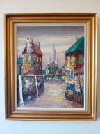 STARY OBRAZ OLEJNY PŁÓTNO, sygnowany ,,PARYŻ '' Bech Voigt Sorensen