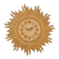Zegar ścienny złoty, Słońce, duży zegar na ścianę do salonu, piękny zegar