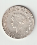 Luksemburg 5 frankow 1929 srebro piekny stan